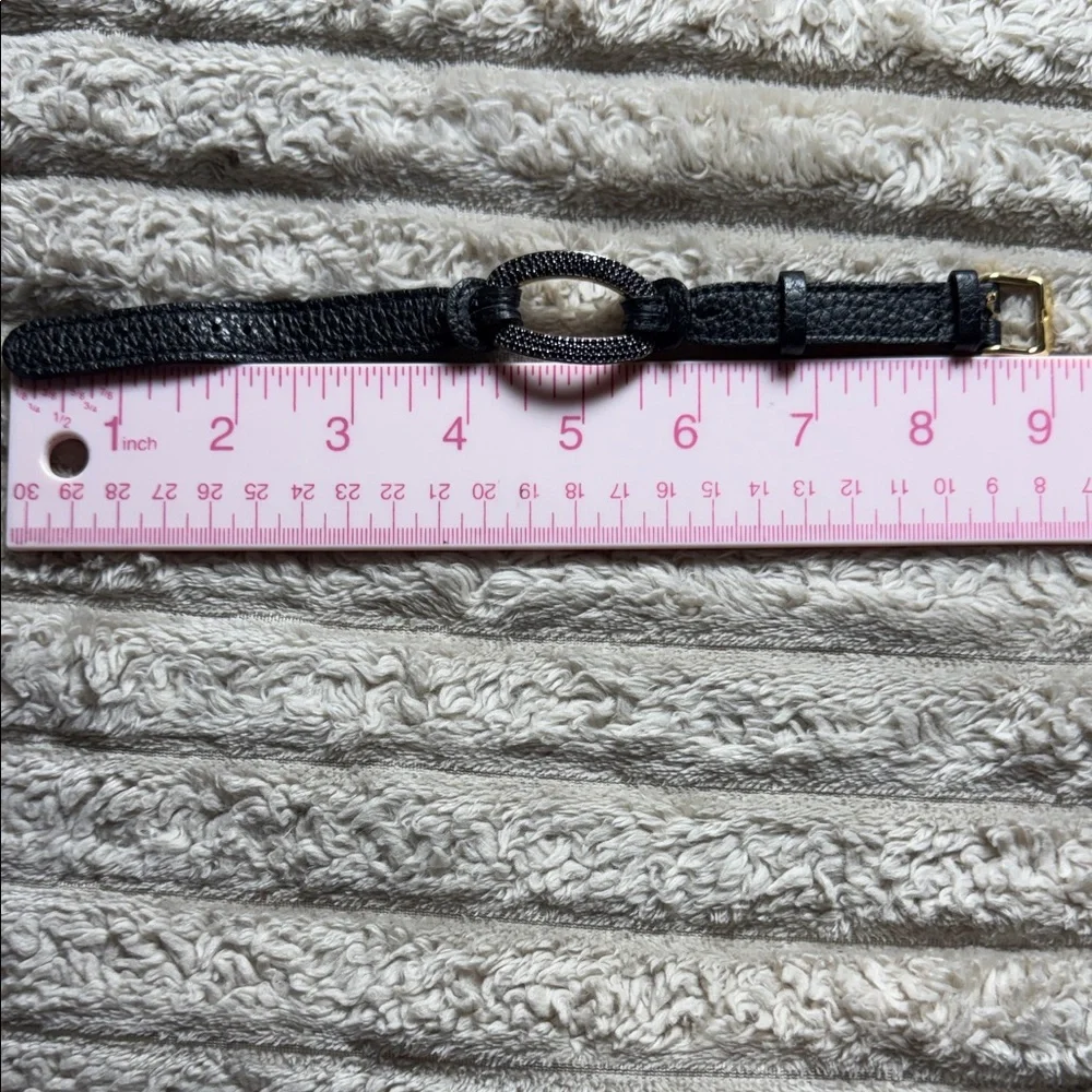 Black Leather Rope Bracelet with Oval Pavé Accent